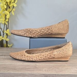 961 Sam Edelman Leithon Leather Ballet Flat Pointed Toe Open Weave Sz 6